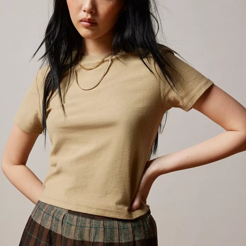 NWT Urban Outfitters BDG Universal Shrunken Beige Cropped Cotton Tee